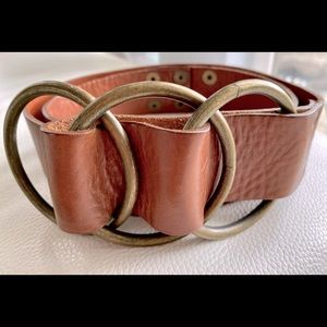 Genuine Carmel leather Kim White belt